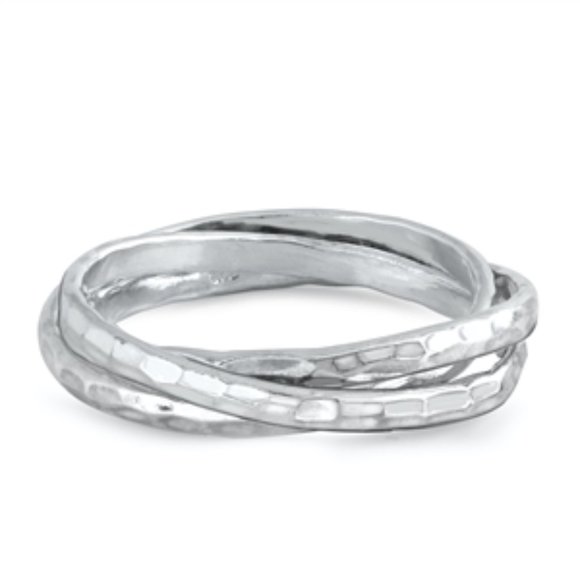 Hammered Silver Ring - Triple Band - Picture 1 of 2
